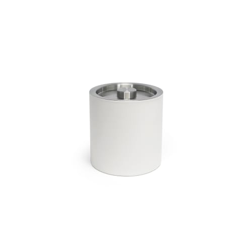 London Ice Bucket 3.5 Quart Round, White with Brushed Stainless Lid